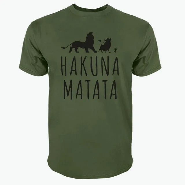 2018 Cotton T-Shirts HAKUNA MATATA Men's Big Size Sleeve Slim Fit Fashion