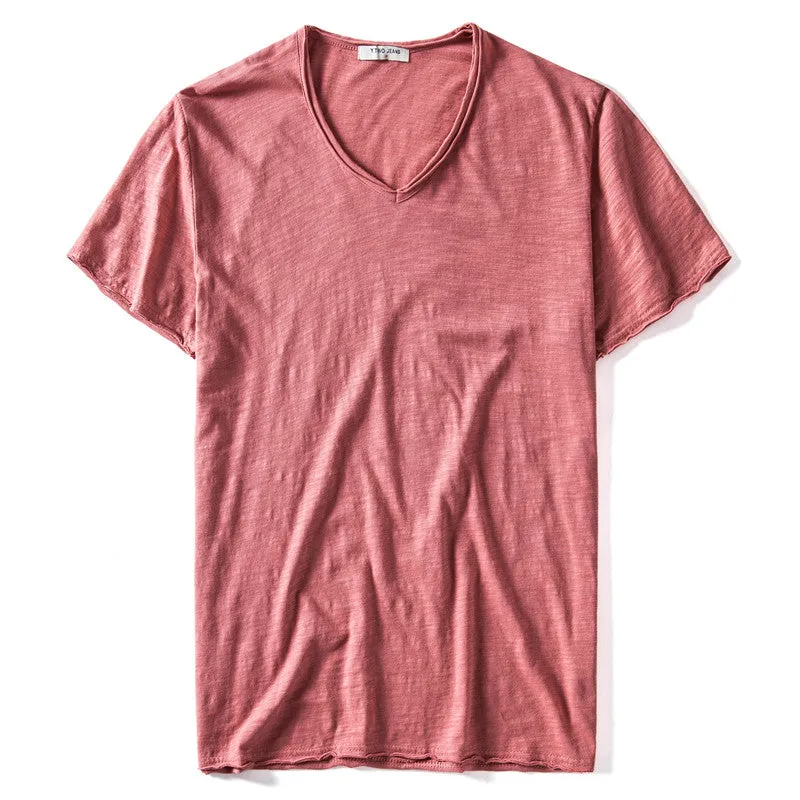 4 Pieces Men's V-neck Slim Fit T-shirts