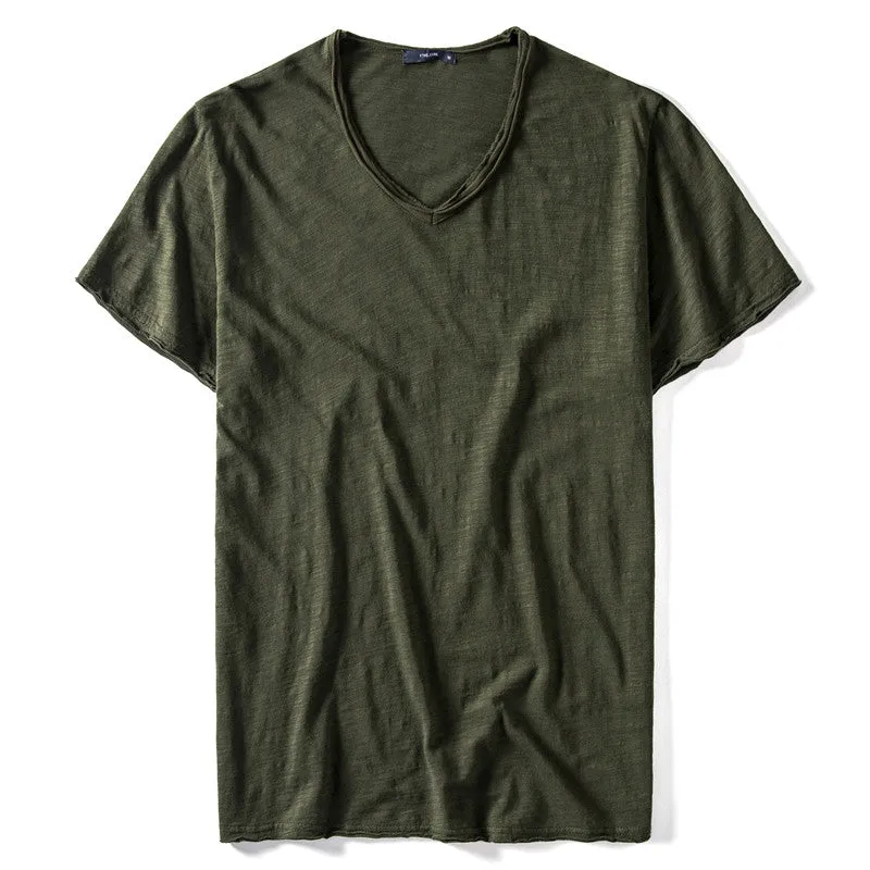 4 Pieces Men's V-neck Slim Fit T-shirts