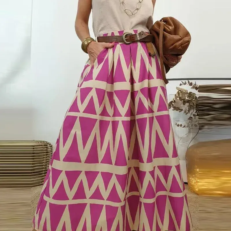 A-Line Boho High Waist Skirt