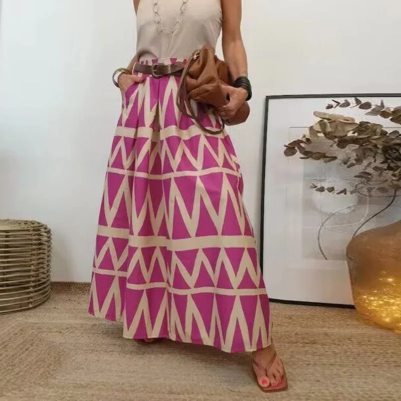 A-Line Boho High Waist Skirt