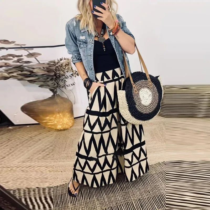 A-Line Boho High Waist Skirt