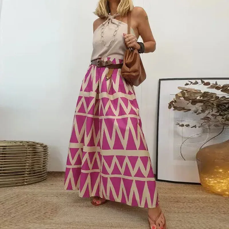 A-Line Boho High Waist Skirt