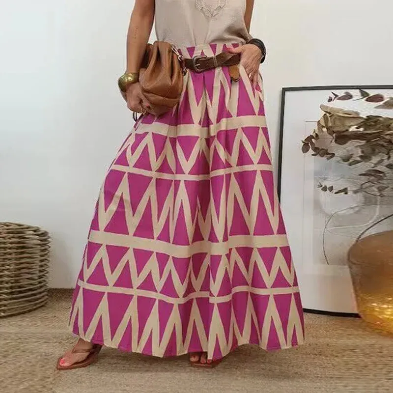 A-Line Boho High Waist Skirt