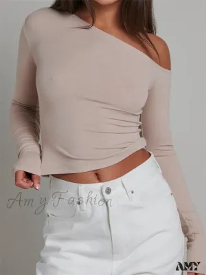 Amy Fashion - Elegant Lace Patchwork Long Sleeve O-Neck Slim Fit T-shirts