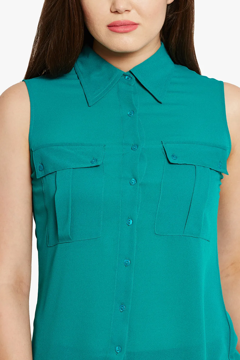 Blue Sleeveless Top
