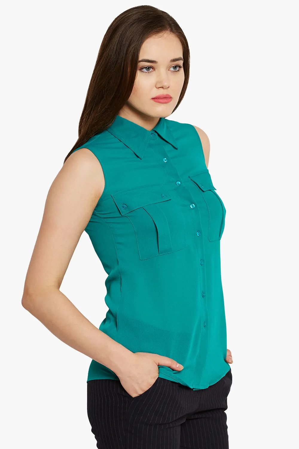 Blue Sleeveless Top