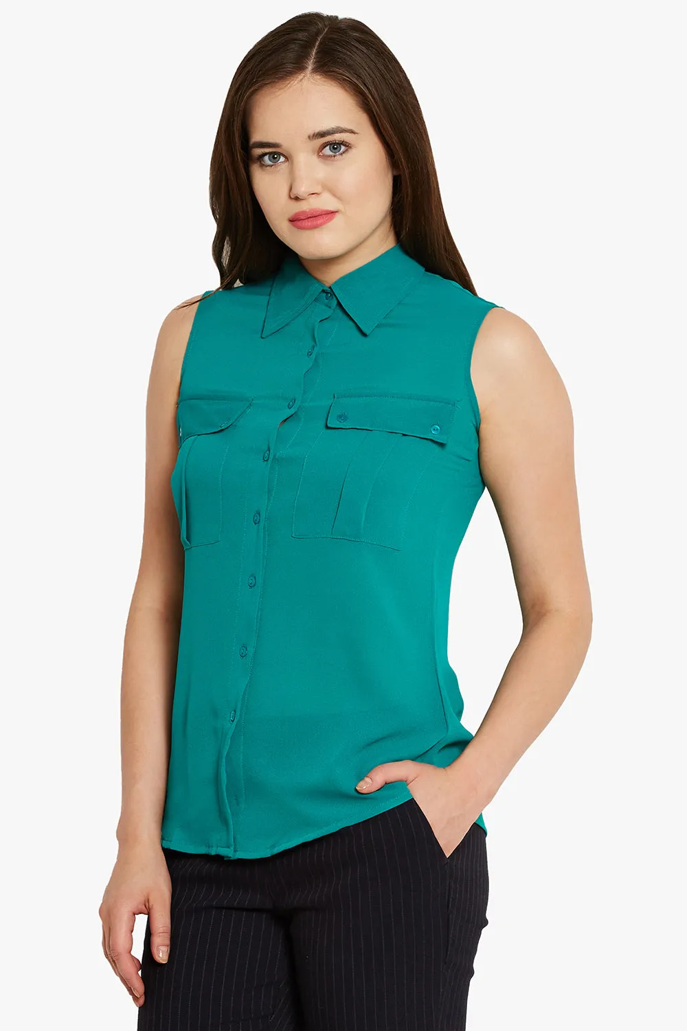 Blue Sleeveless Top