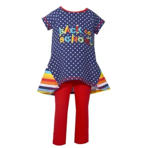 BONNIE JEAN Girls Back To School Polka Dot/ Striped Top, Red Pants