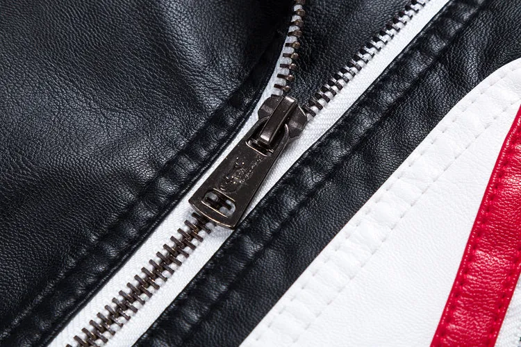 Boys Leather Jacket Outerwear Color Patch