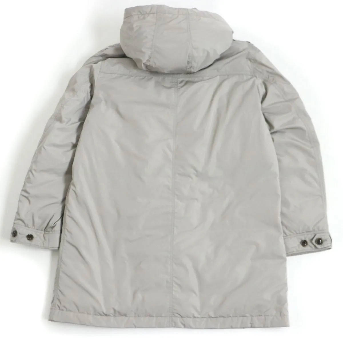Burberry Hooded Down Coat, Layered Design, Men's, Light Gray, M