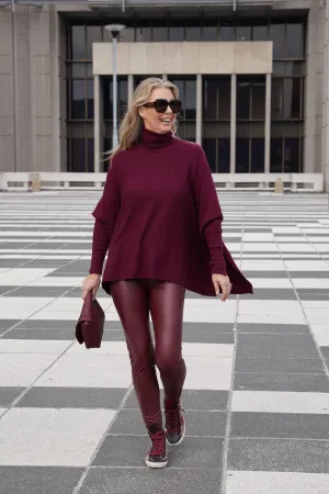 Burgundy  Short Poncho