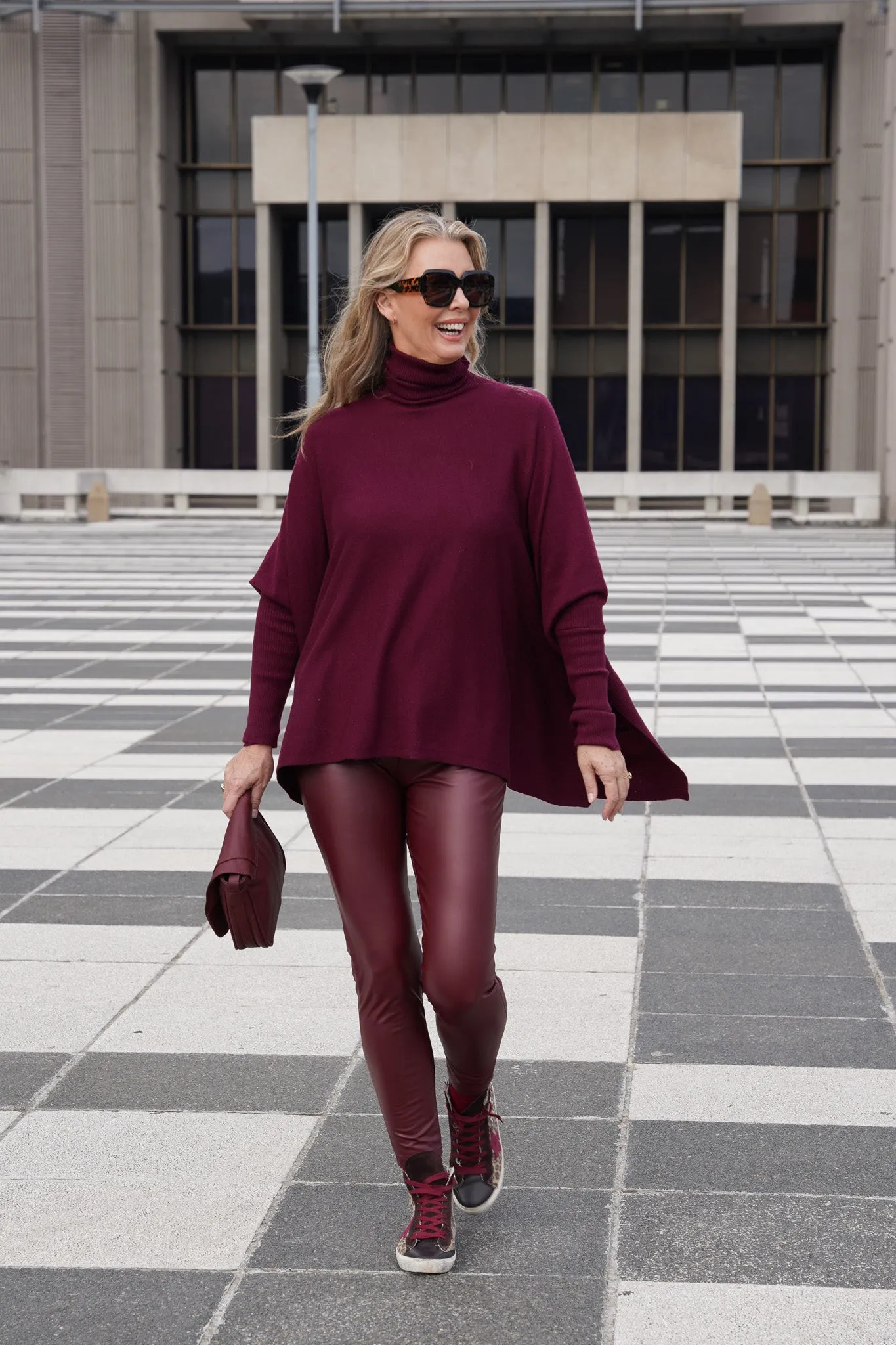 Burgundy  Short Poncho