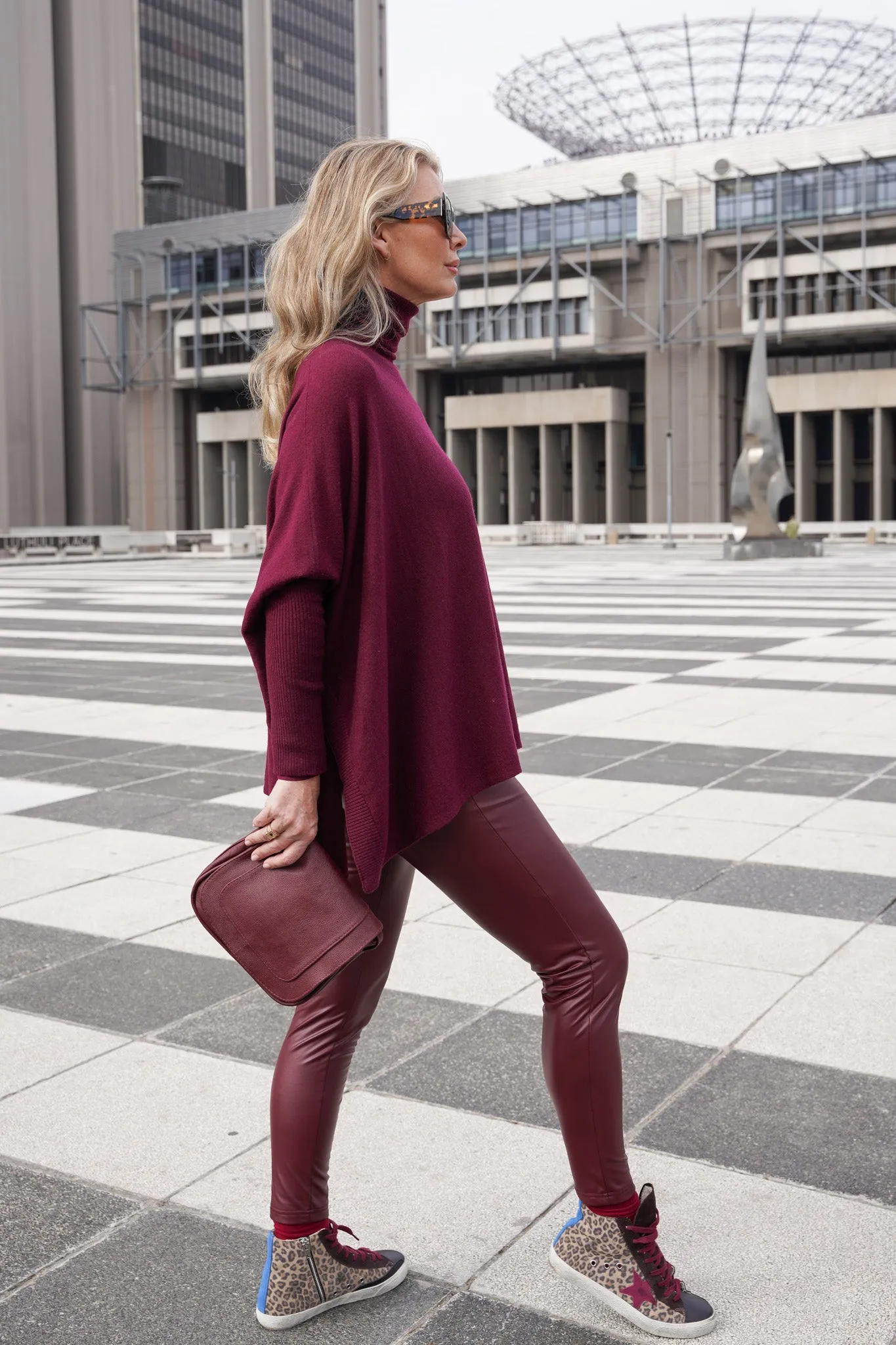Burgundy  Short Poncho