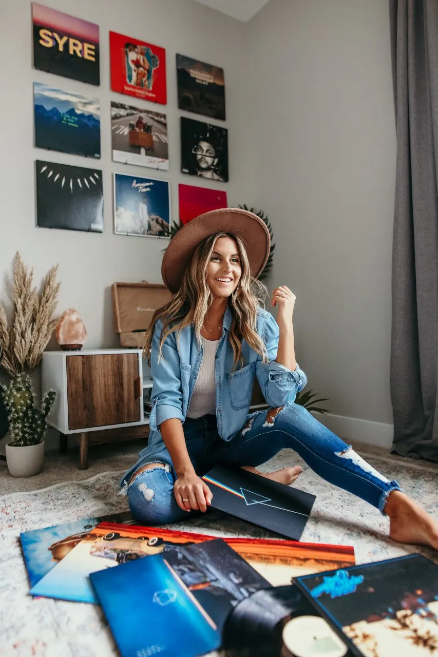 Button Down Light Wash Chambray Top