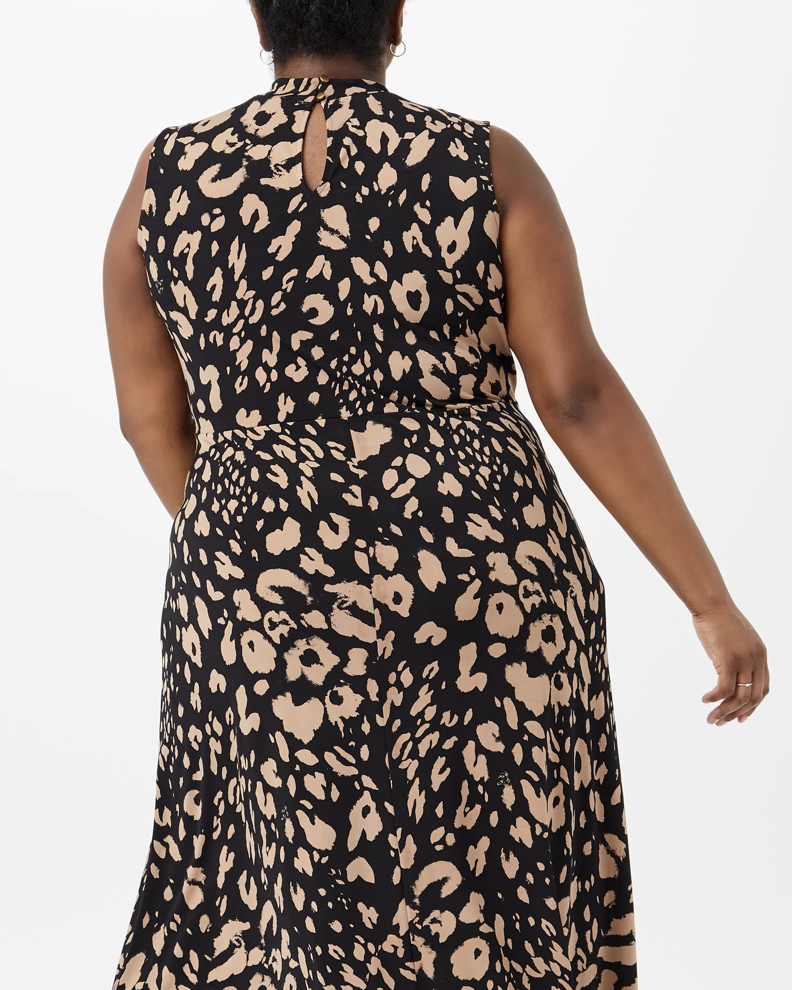 Desiree Mock-Neck Dress | Black / Tan