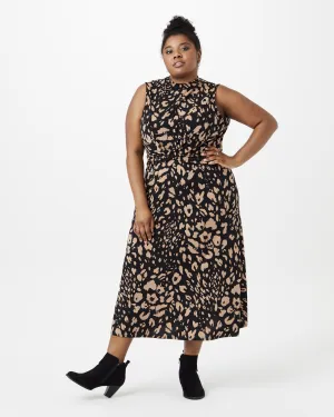 Desiree Mock-Neck Dress | Black / Tan