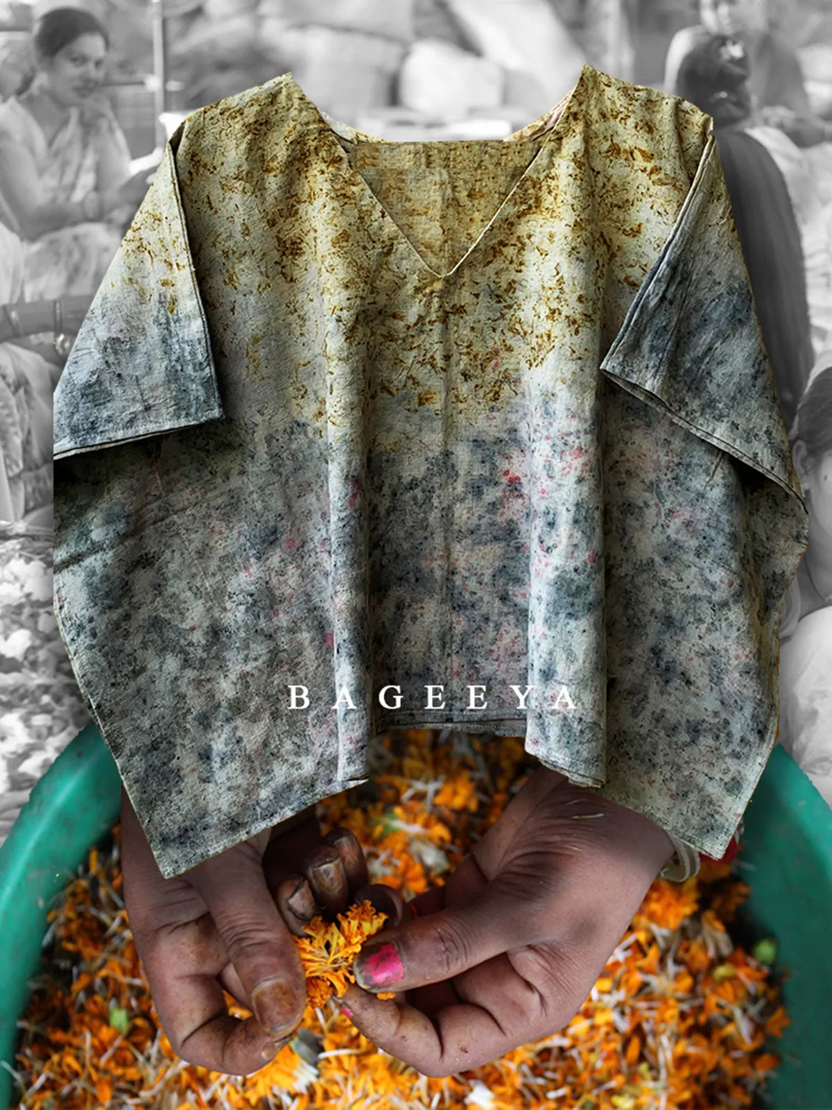 Ecoprinted Handwoven Kimono Crop Off White