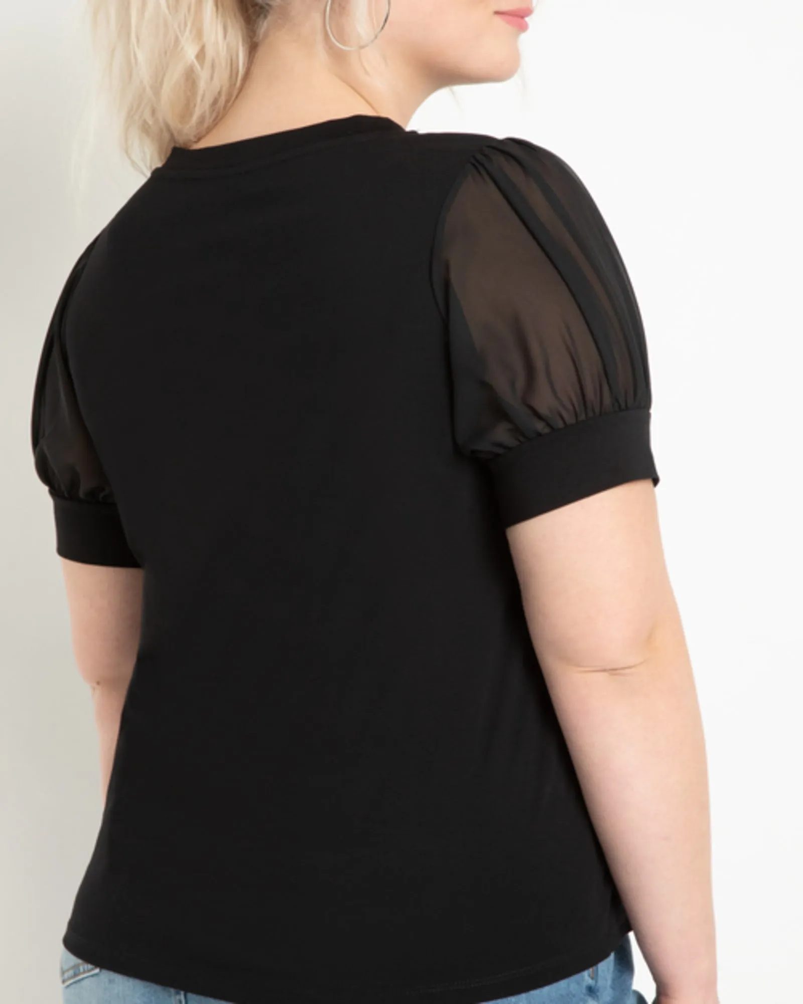 Evelyn Combo Sleeve Tee | Black