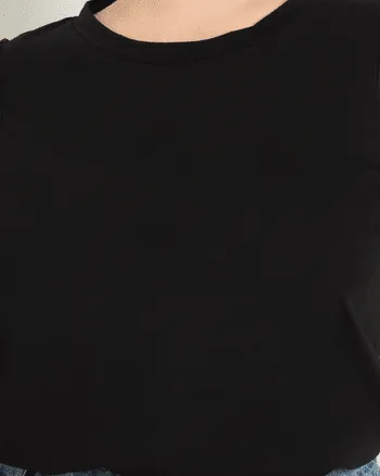 Evelyn Combo Sleeve Tee | Black