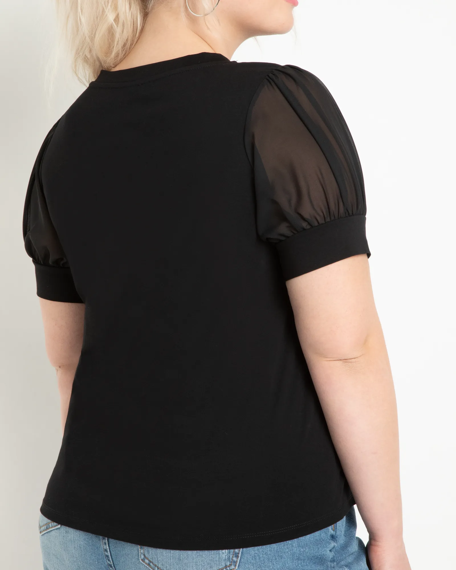 Evelyn Combo Sleeve Tee | Black