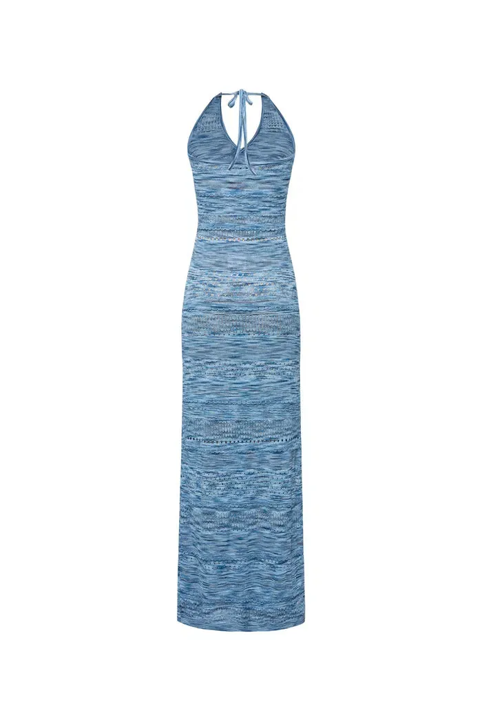 Faye Halter Neck Crochet Dress in Cotton Viscose Knit