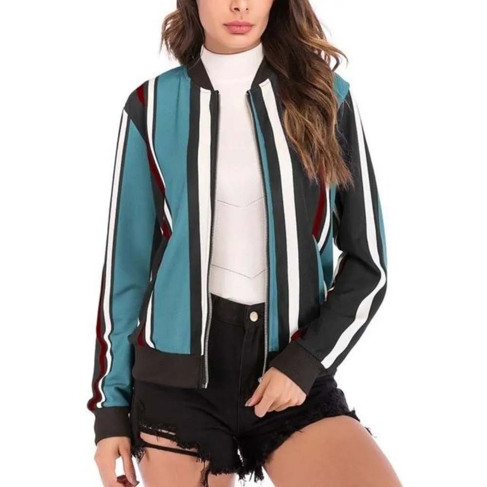 Floral Print Zipper Up Bomber Jacket