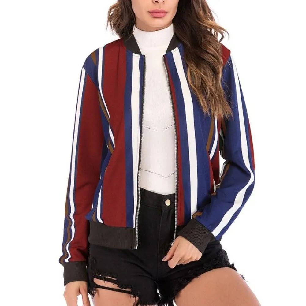Floral Print Zipper Up Bomber Jacket