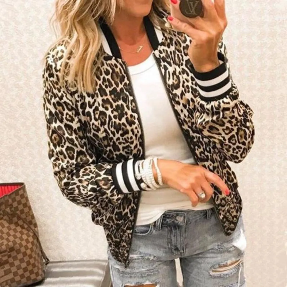 Floral Print Zipper Up Bomber Jacket