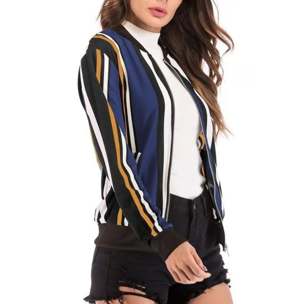 Floral Print Zipper Up Bomber Jacket