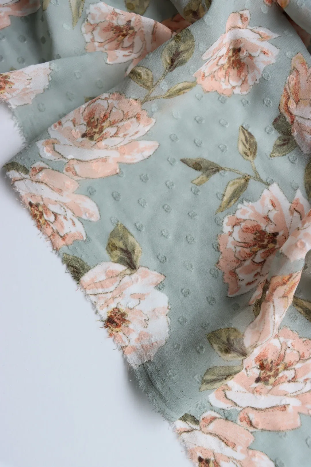 Gabi on Seafoam Swiss Dot Chiffon