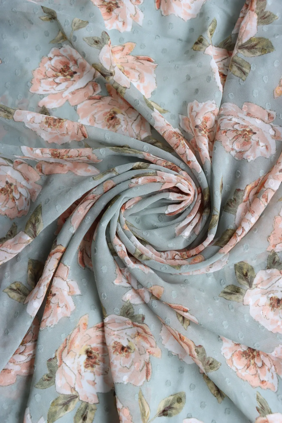 Gabi on Seafoam Swiss Dot Chiffon