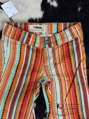GIRLS ROCK & ROLL MULTI STRIPE SERAPE STRIPE BELL BOTTOM