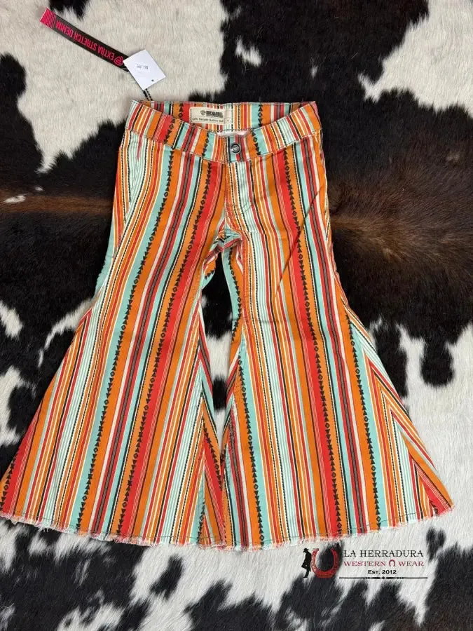 GIRLS ROCK & ROLL MULTI STRIPE SERAPE STRIPE BELL BOTTOM