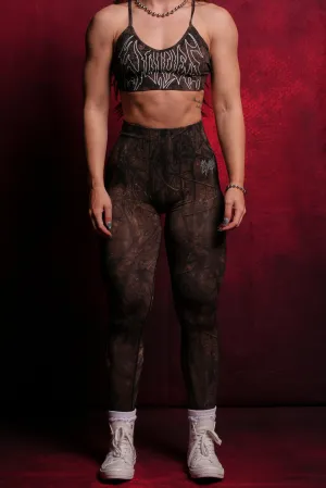 Hesh Forever "Everson Seamless" Scrunch Leggings in Brown Driftwood Forest Camo