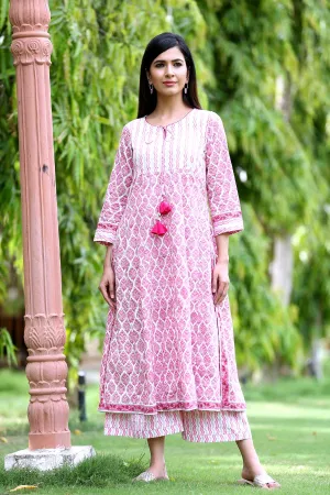 Kalidaar Kurta/pant set in pink