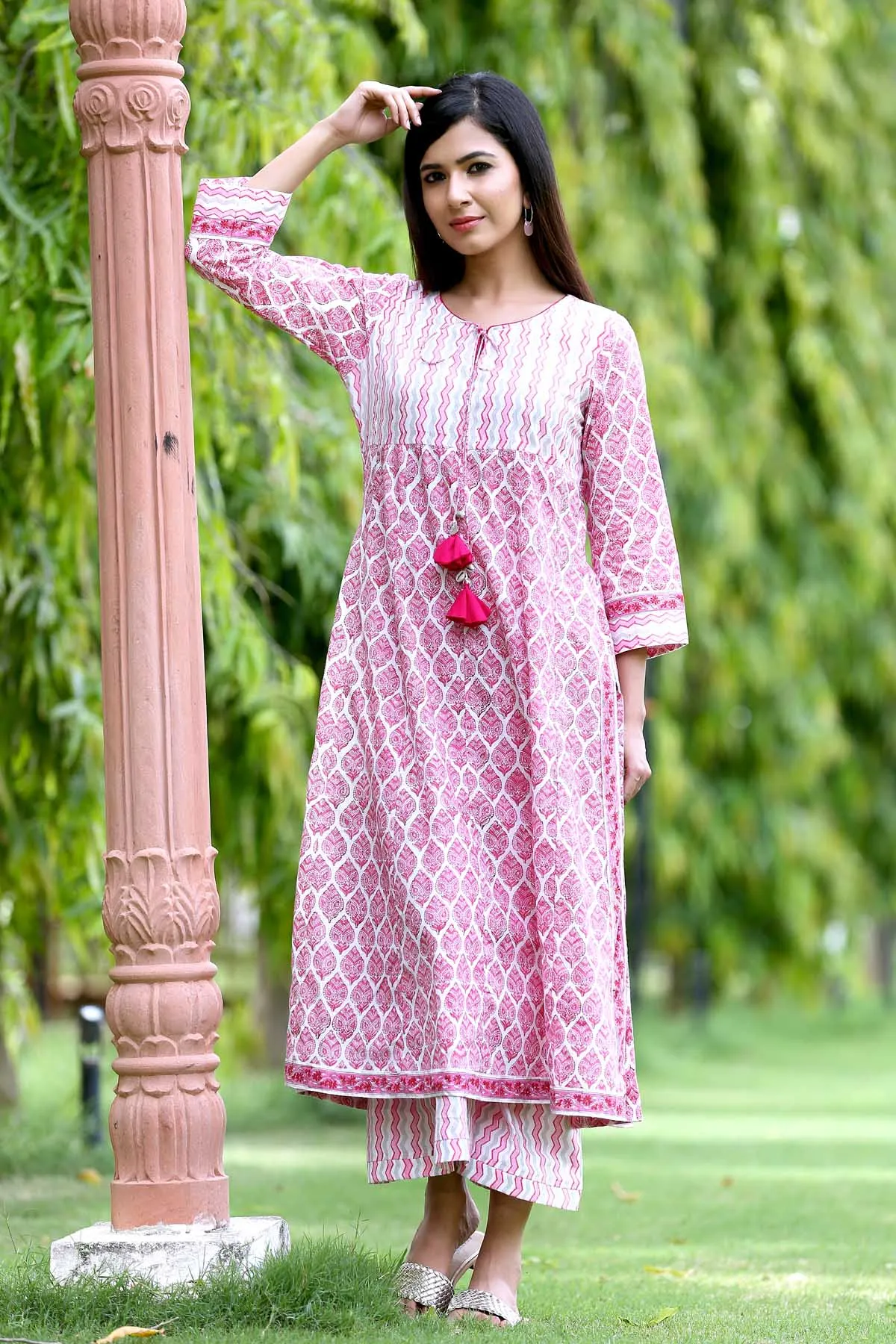 Kalidaar Kurta/pant set in pink