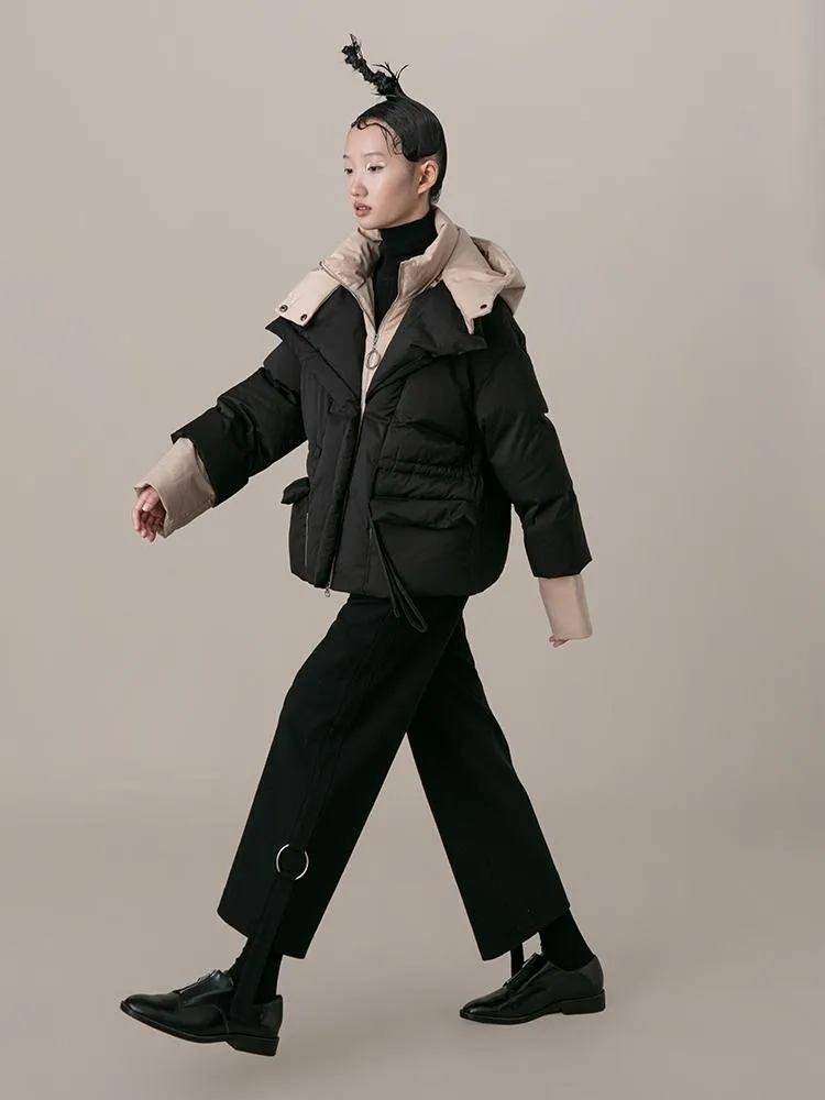 Layered Color Block Puffer Jacket