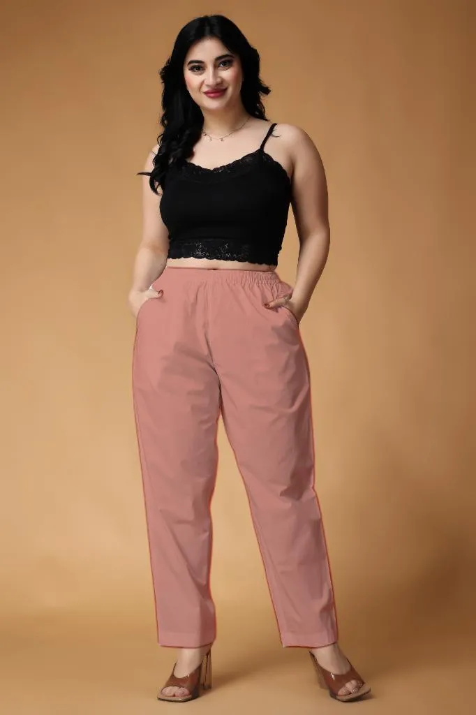 Light Peach Cotton Kurti Pant