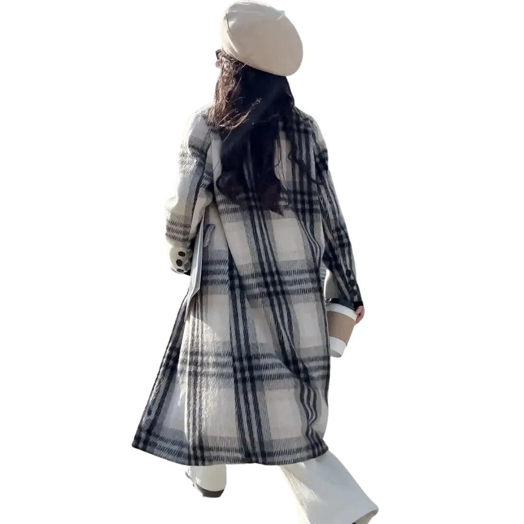 Long Plaid Wool Coat