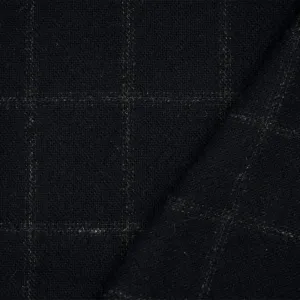 Navy-Brown-Gray Wool Check Jacketing Woven Fabric