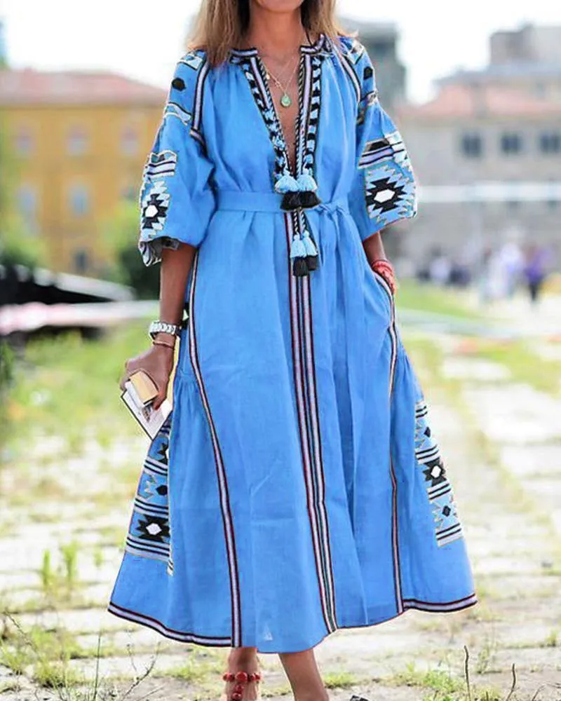 New Women Bohemia Print Long Dresses
