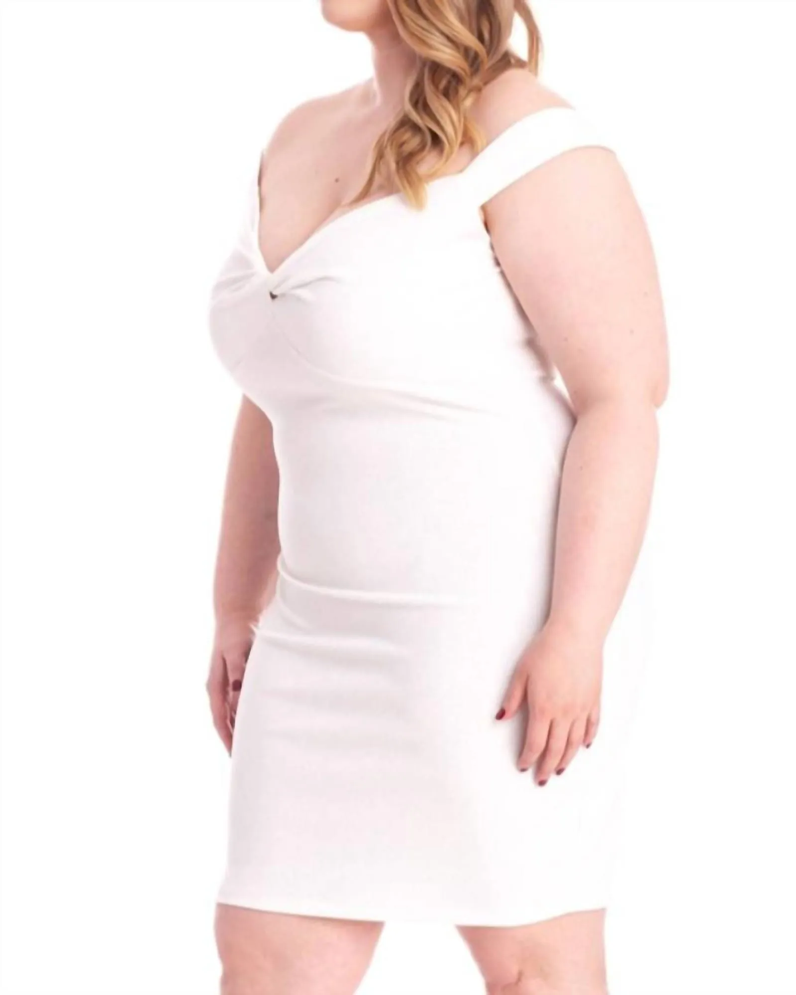 Off The Shoulder Mini Dress in White/Silver | White/Silver