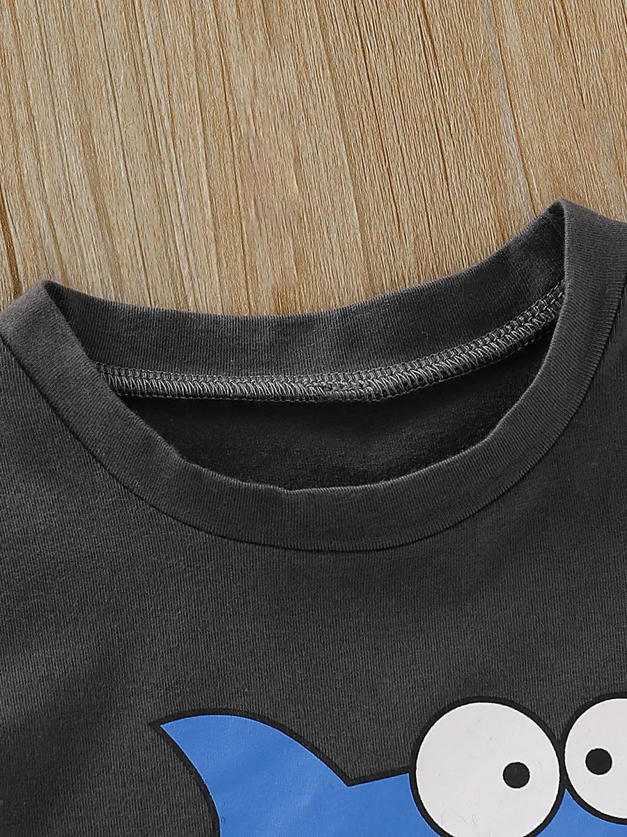 Shark Print Infant Little Boy Summer T-shirt