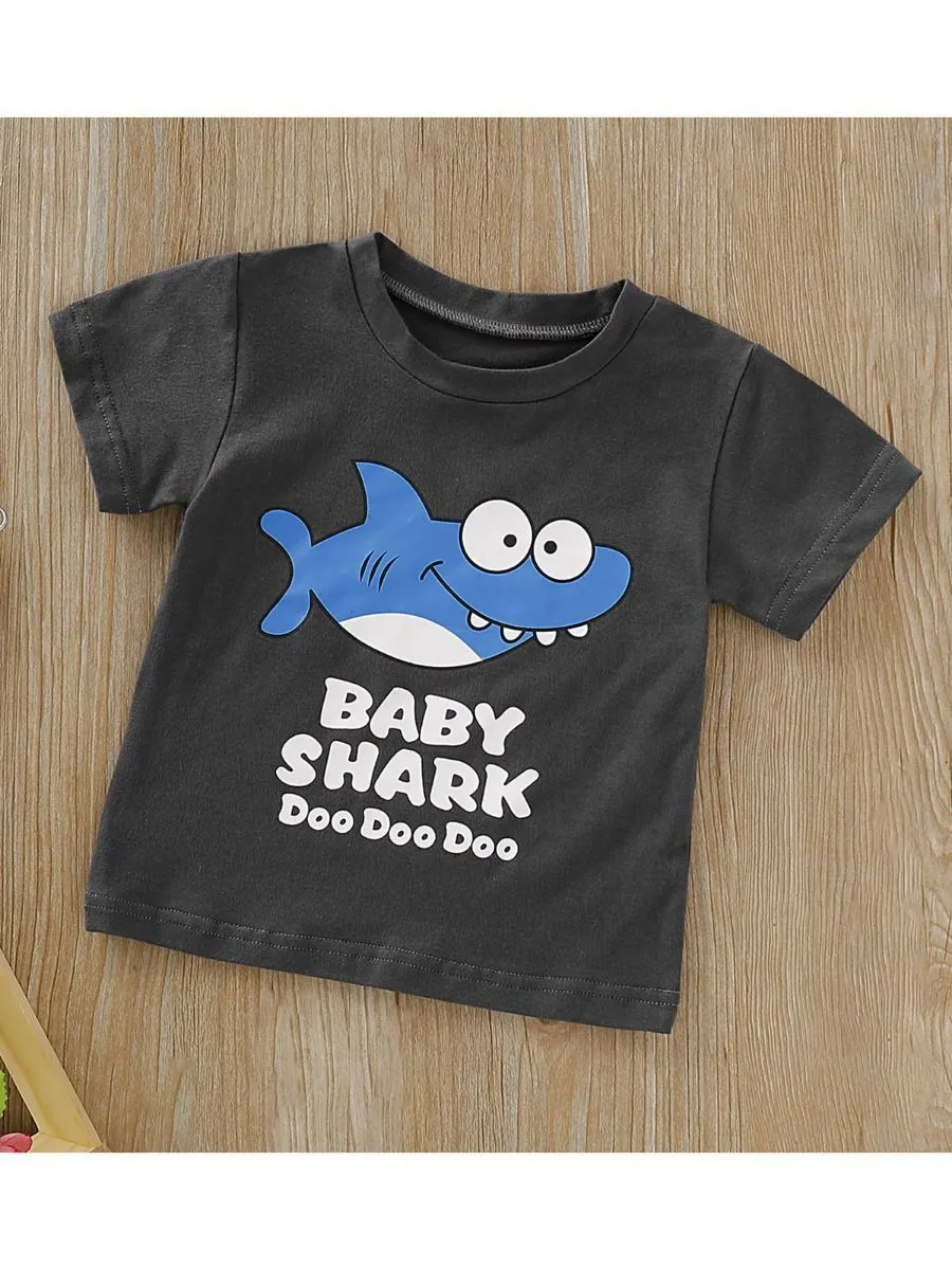 Shark Print Infant Little Boy Summer T-shirt