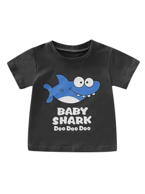 Shark Print Infant Little Boy Summer T-shirt