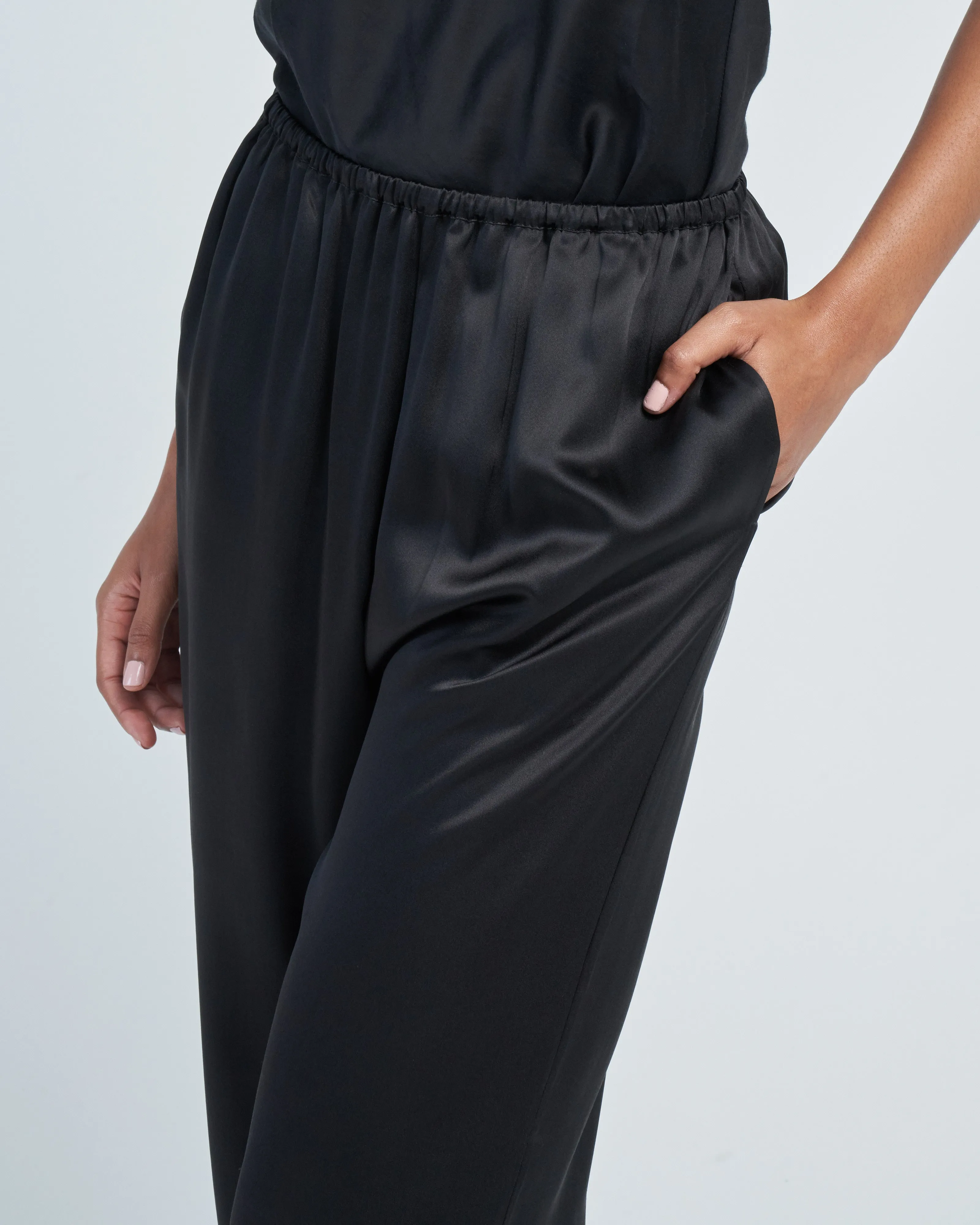 silk pj bottoms - black