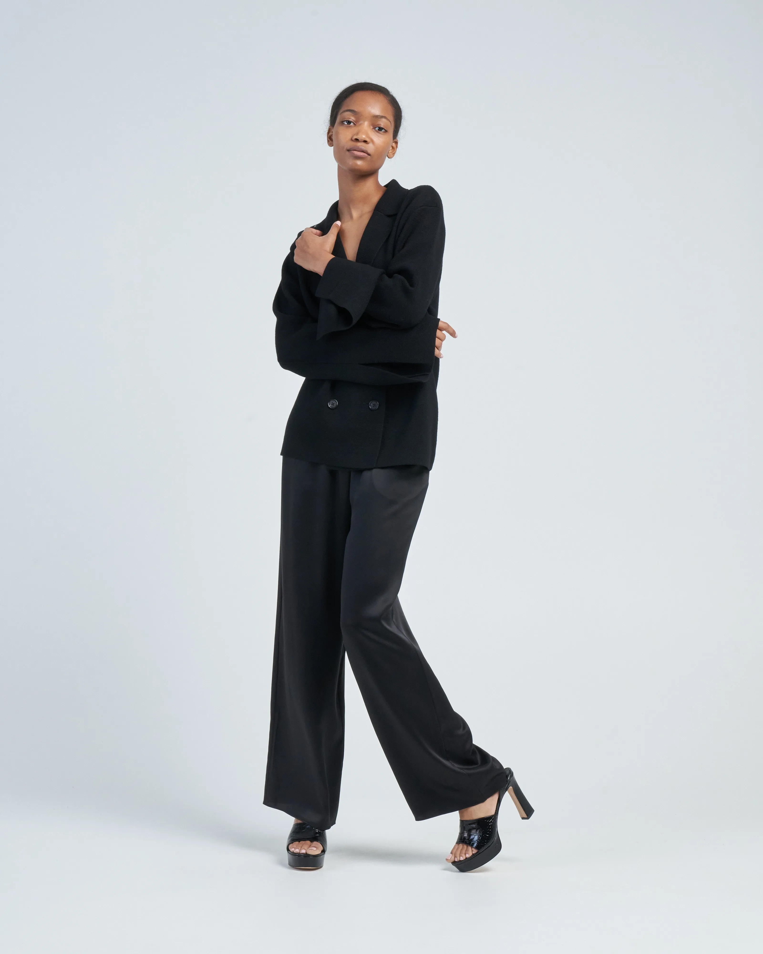 silk pj bottoms - black