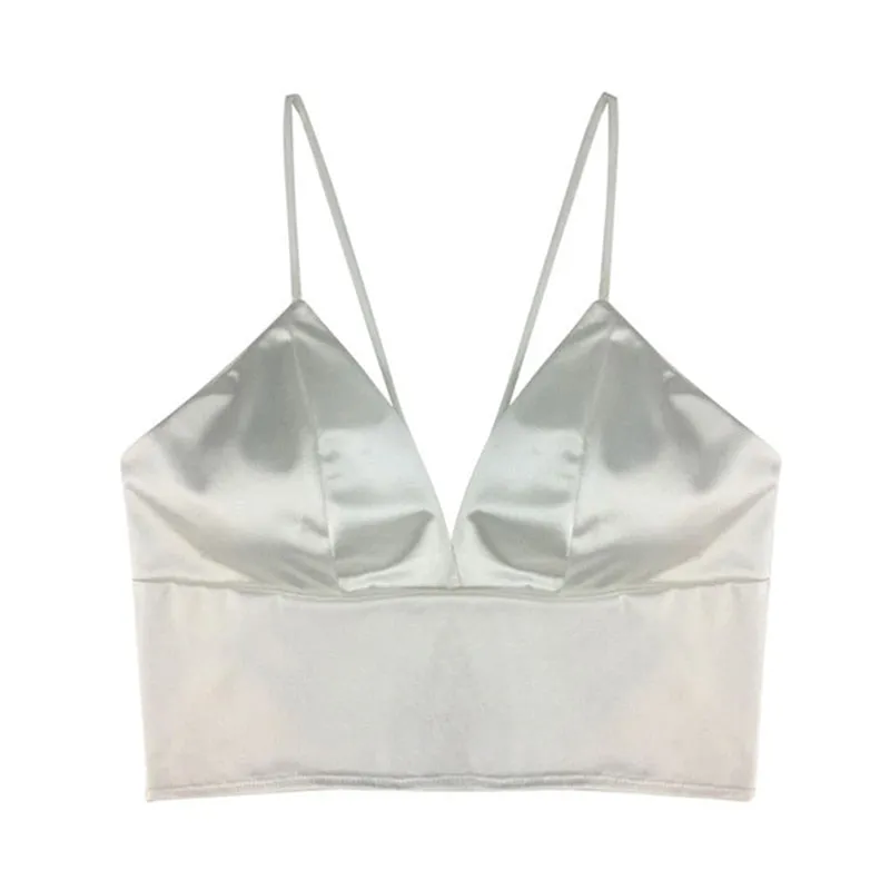 Strap T-shirt Cropped With Chest Padded Camisole