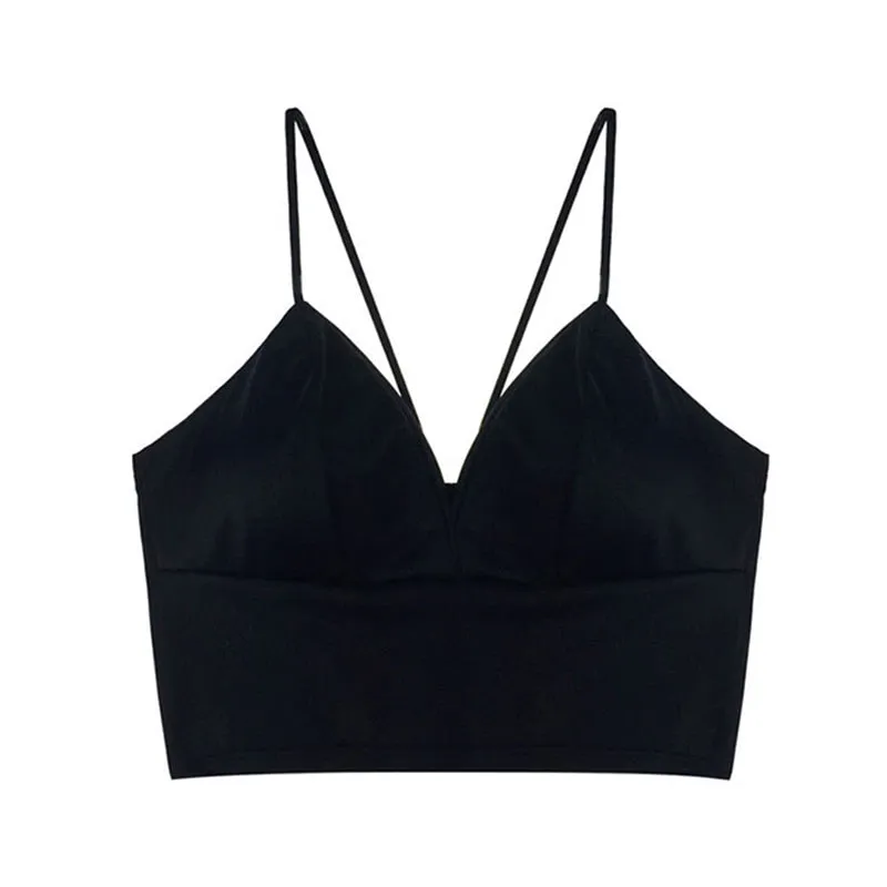 Strap T-shirt Cropped With Chest Padded Camisole